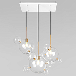 Люстра подвесная 3 лампы с прозрачными стеклянными шарами и золотыми деталями Giopato & Coombes варинант исполнения - 1 | Loft Concept в Перми