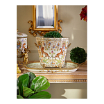 Кашпо с растительным и животным орнаментом на бронзовых ножках Turquoise Blooming Garden варинант исполнения - 5 | Loft Concept в Перми