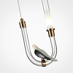 Подвесной светильник с декоративной фигуркой птицы на прозрачной изогнутой трубке Ganthea варинант исполнения - 5 | Loft Concept в Перми