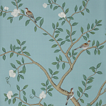 Обои ручная роспись Gustavian Garden Special Colourway on Duck Egg dyed silk варинант исполнения - 1 | Loft Concept в Перми
