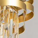 Люстра цвета матового золота с металлическими лентами и длинными прозрачными подвесками Gilded Waves варинант исполнения - 9 | Loft Concept в Перми