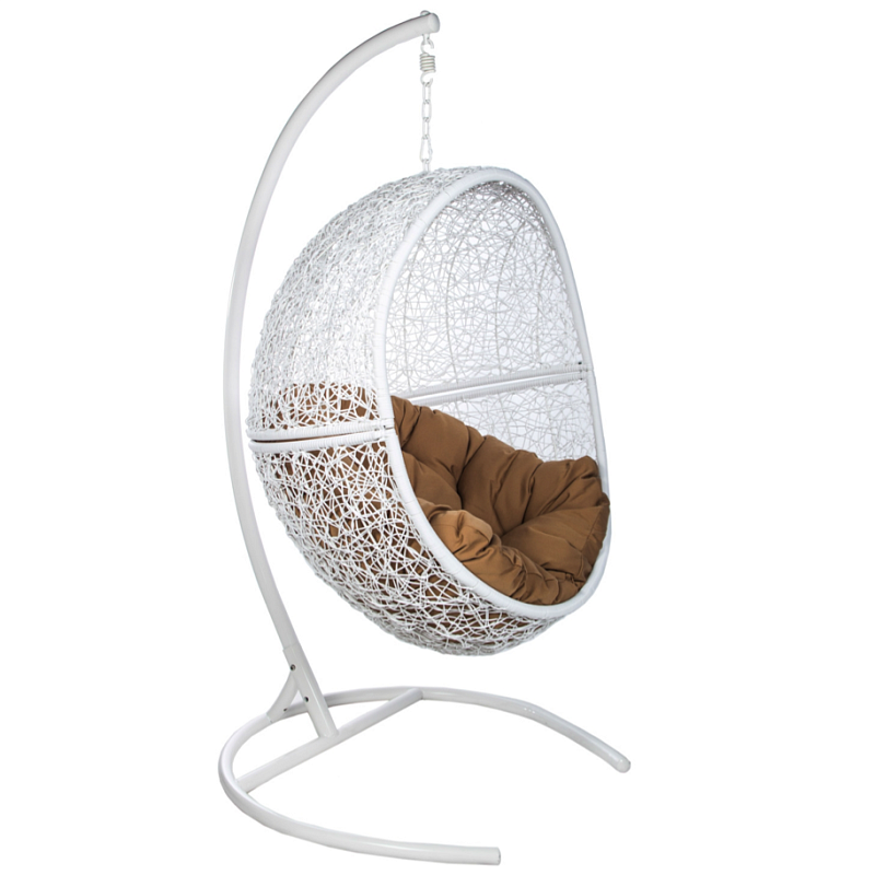 Подвесное уличное кресло Egg Cage white Коричневый Белый Подвесное уличное кресло Egg Cage white Коричневый Белый в Перми | Loft Concept