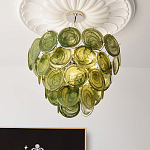 Люстра из зеленых стеклянных дисков с перламутровым эффектом Green Glowing Glaze варинант исполнения - 4 | Loft Concept в Перми