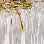 Люстра золотого цвета с декоративными ветками и длинными прозрачными стеклянными подвесами в форме сосулек Droplet Chandelier варинант исполнения - 9 | Loft Concept в Перми