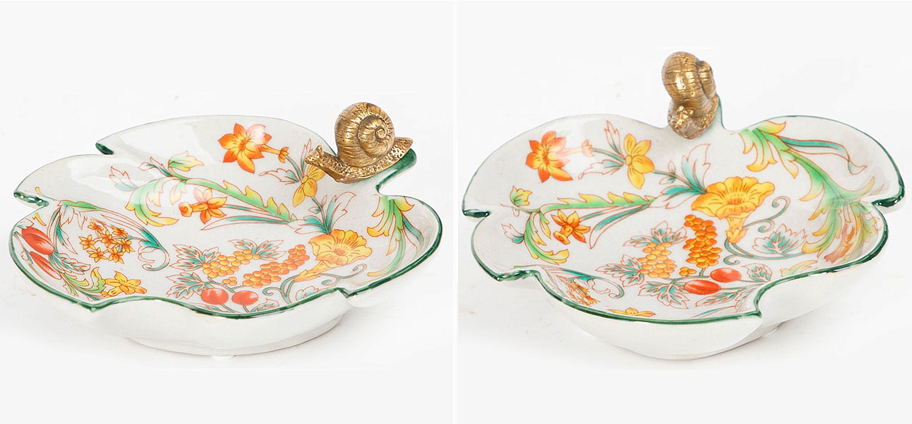 Пепельница фарфоровая с бронзовой улиткой Snail Пепельница фарфоровая с бронзовой улиткой Snail - Loft-Concept в Перми