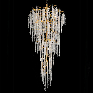 Люстра многоярусная с каркасом из металла и прозрачными подвесками FAIRYTREE Light