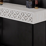 Консоль напольная пыльного белого цвета с выдвижным ящиком с резным орнаментом HEATON CONSOLE OAK варинант исполнения - 4 | Loft Concept в Перми