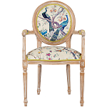Полукресло из массива бука бежевое с изображением птиц и цветов Beige Green Chinoiserie Garden Chair варинант исполнения - 1 | Loft Concept в Перми