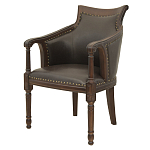 Кресло кожаное на 4-х деревянных ножках из массива березы Ethan Armchair brown варинант исполнения - 3 | Loft Concept в Перми