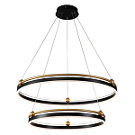 Люстра подвесная с двумя кольцами черного и золотого цвета Ring Horizontal варинант исполнения - 1 | Loft Concept в Перми