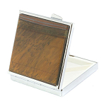 Таблетница карманная квадратная с 4-мя отделениями с зеркалом и накладкой из натурального камня Тигровый глаз Silver Stone Pillboxes варинант исполнения - 2 | Loft Concept в Перми