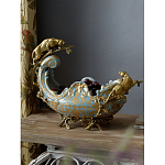 Чаша голубого цвета с оранментом и и бронзовыми фигурами леопардов Eden Garden варинант исполнения - 6 | Loft Concept в Перми