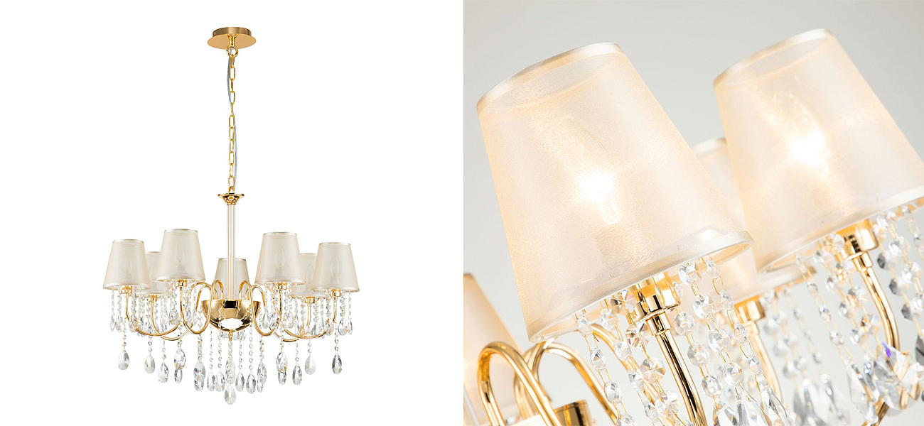 Люстра золотого цвета с хрустальным декором Dainty Light Люстра золотого цвета с хрустальным декором Dainty Light - Loft-Concept в Перми