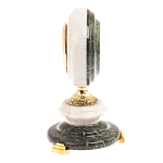 Часы настольные бронзовые из натуральных камней Мрамор и Змеевик Stone Clock варинант исполнения - 9 | Loft Concept в Перми