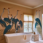 Обои ручная роспись Sarus Cranes Colourway SC-208 on Raw Silk dyed silk варинант исполнения - 1 | Loft Concept в Перми