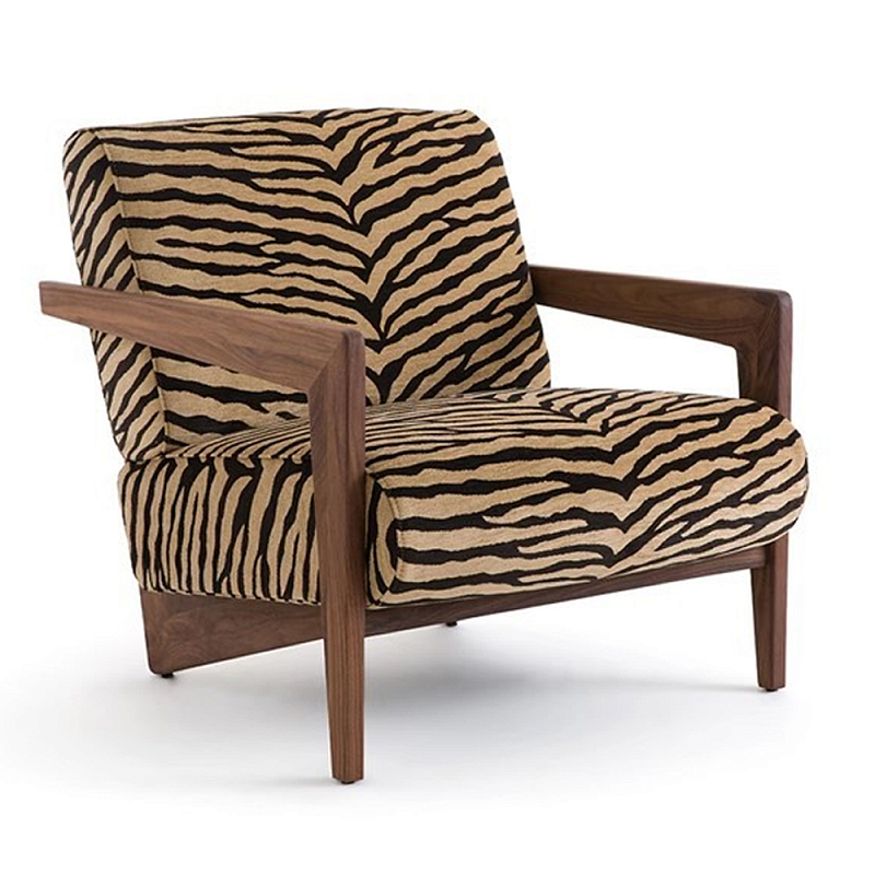 Кресло с обивкой из шенилла с тигровым принтом Tiger Chair Коричневый Кресло с обивкой из шенилла с тигровым принтом Tiger Chair Коричневый в Перми | Loft Concept