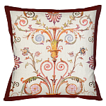 Декоративная подушка бежевая с растительным орнаментом Raffael Floral Beige Red Cushion варинант исполнения - 1 | Loft Concept в Перми
