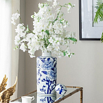 Ваза цилиндрической формы с крышкой и синим цветочным узором на белом фоне Blue & White Ornament варинант исполнения - 5 | Loft Concept в Перми