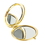 Зеркало карманное круглое двухстороннее из натурального камня Содалит в подарочной упаковке Gold Stone Mirrors варинант исполнения - 2 | Loft Concept в Перми