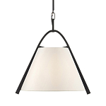 Подвесной светильник в форме конуса с белым тканевым абажуром и чёрным каркасом Stylish Solution варинант исполнения - 1 | Loft Concept в Перми
