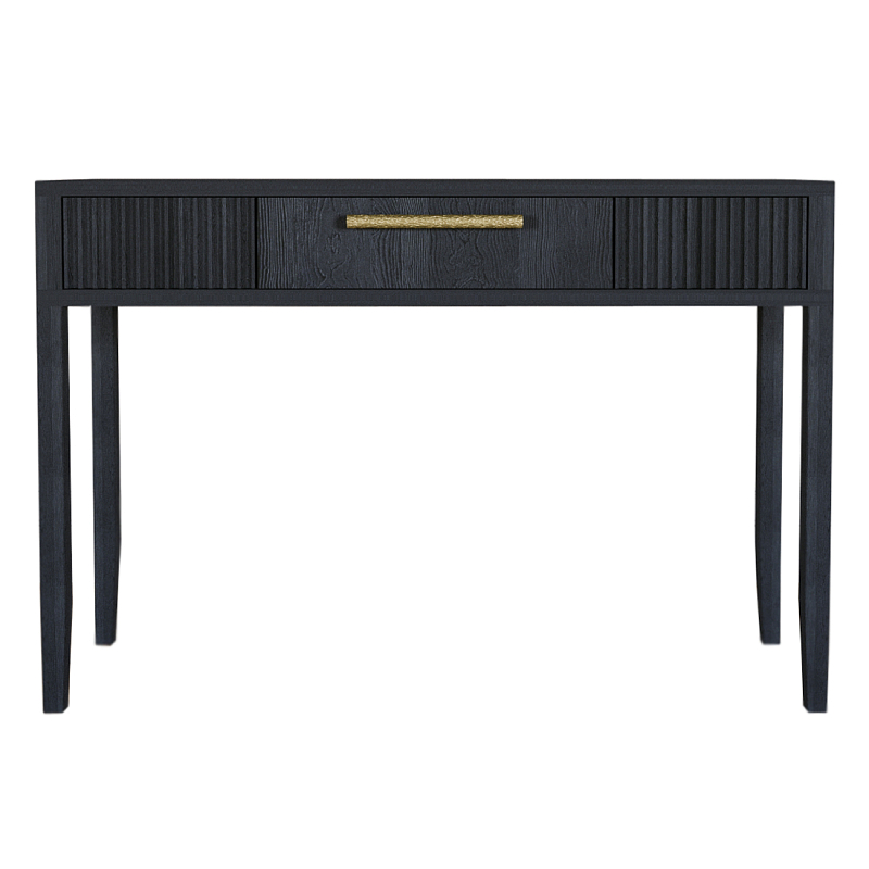 Элегантная Консоль Primo с выдвижным ящиком Черный дуб Черный матовый Золотой в Перми | Loft Concept 